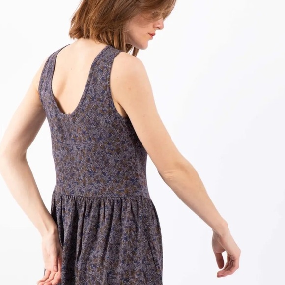 Sessun Sleeveless Abstract Blue Micro Dot Pattern Lightweight Midi Dress Size XS - Picture 10 of 16